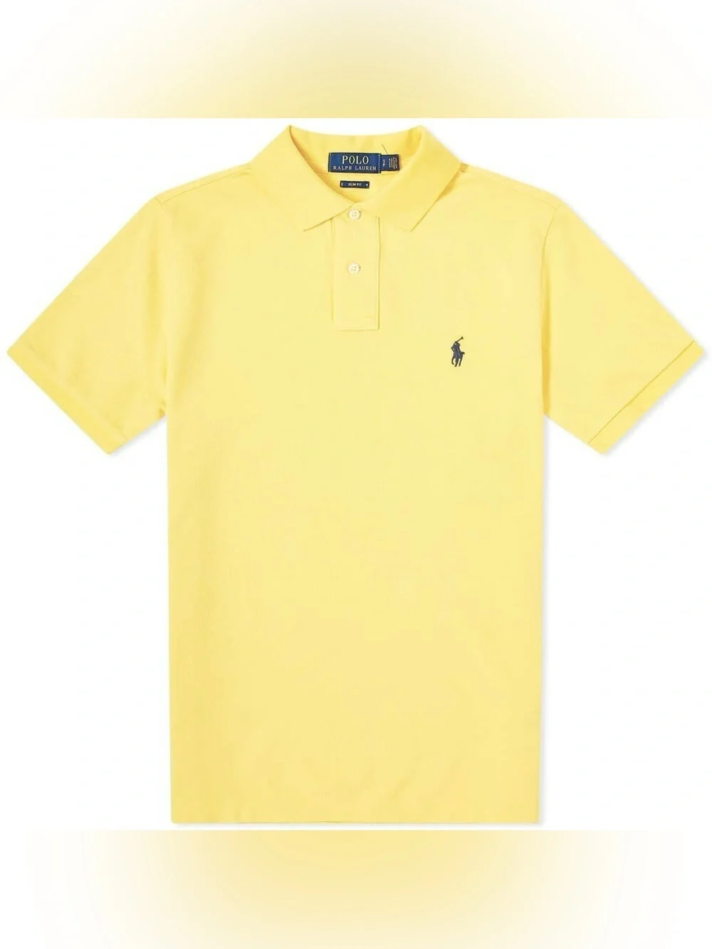 Sz med Ralph Lauren Yellow Polo Shirt with Navy Logo Tag